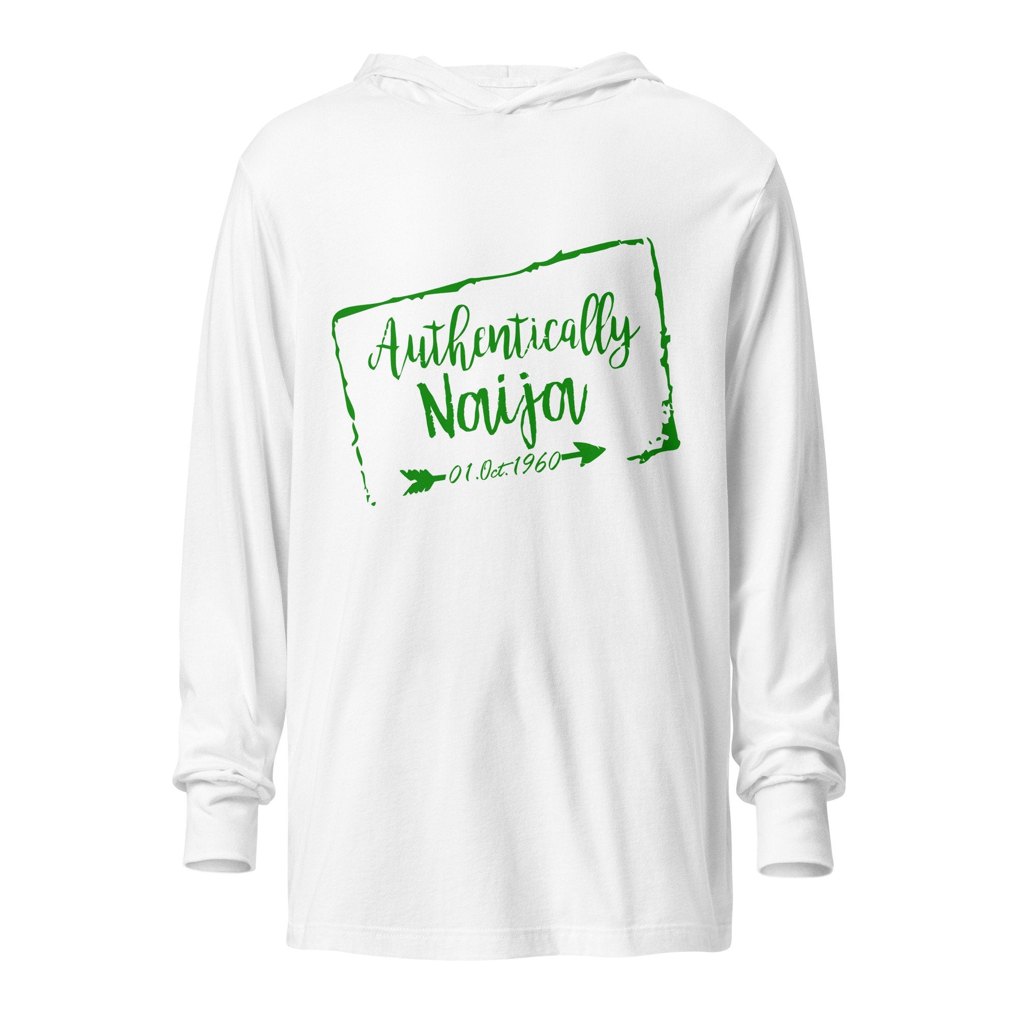 Light weight Authentically Naija Hooded long-sleeve tee- Nigerian Hoodie, African Hoodie, Black hoodie, Red African Hoodie, Grey Hoodie